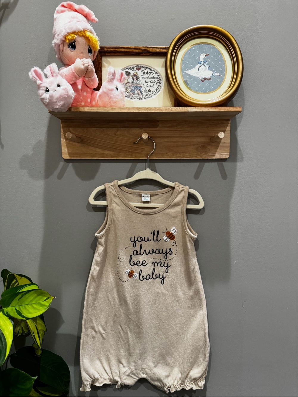 PL Baby — Beige Bee Graphic Tank Romper